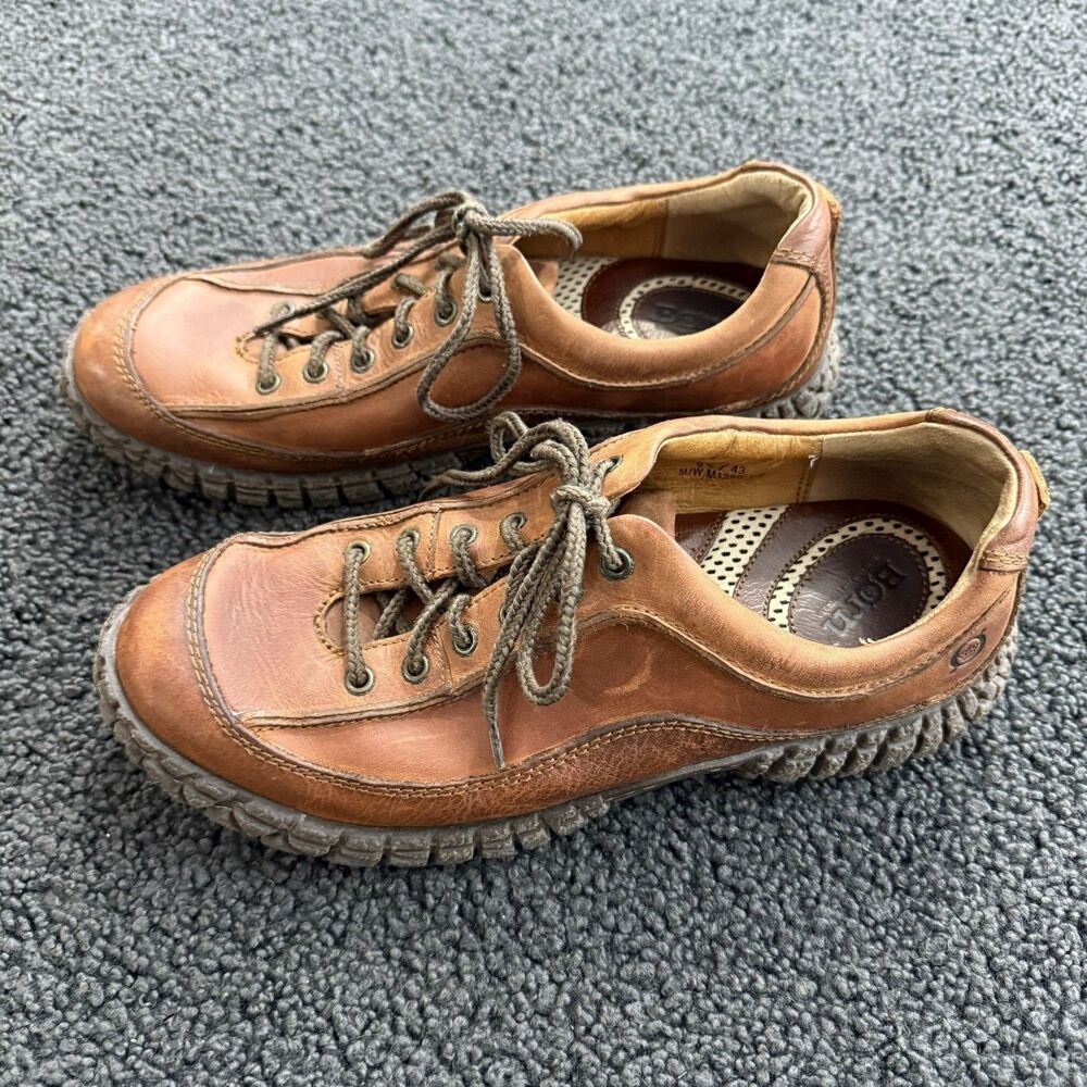 Vintage Born Men's Leather Oxfords (Grippers) Size 9.5 Lace up Brown
